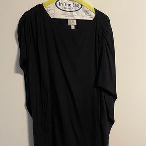 Black sleeveless dress with shoulder details
